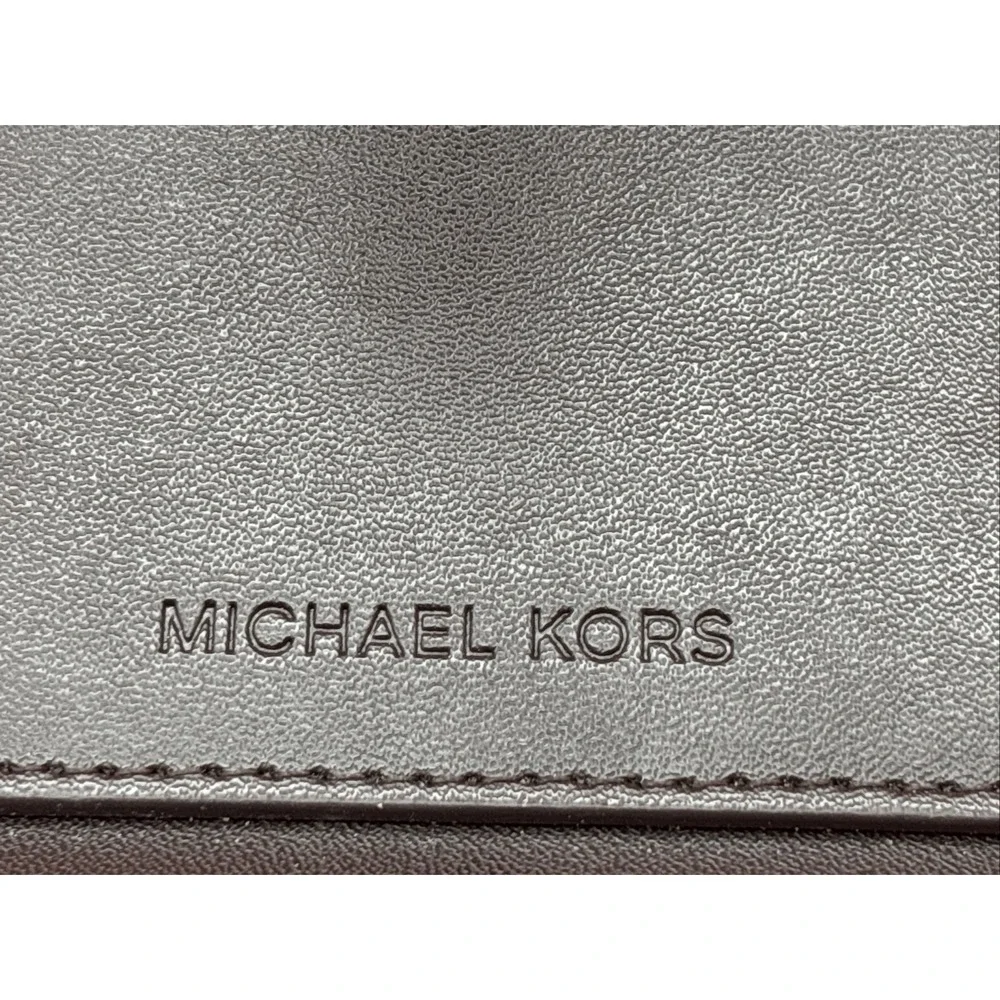 Michael Kors Greenwich Women Medium Signature MK Logo Bifold CZ Wallet Brown